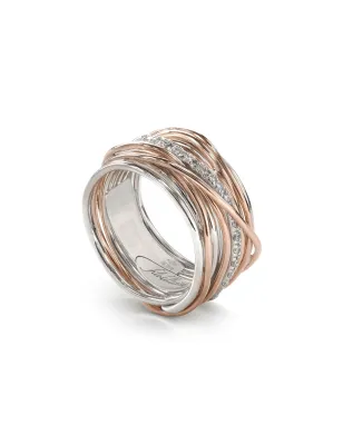 Anello Filodellavita 13 fili in Oro rosa Diamanti m 16 Donna Rubinia