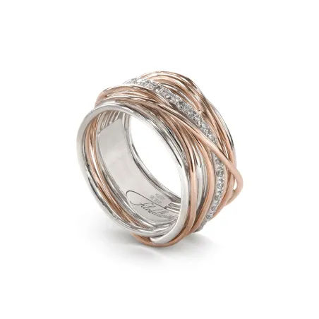 Anello Filodellavita 13 fili in Oro rosa Diamanti m 16 Donna Rubinia