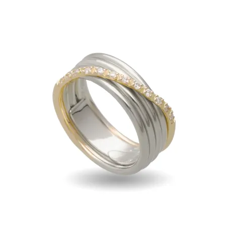 Anello Filodellavita 5 fili Oro Giallo Diamanti m 14 Donna Rubinia