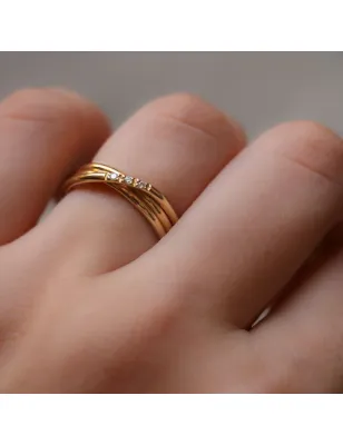 Anello Filodellavita 3 Fili Oro Giallo diamanti m 14 Donna Rubinia