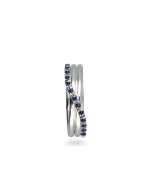Anello Filodellavita Argento, Oro Rosa, Zaffiri Blu m 14 Donna Rubinia