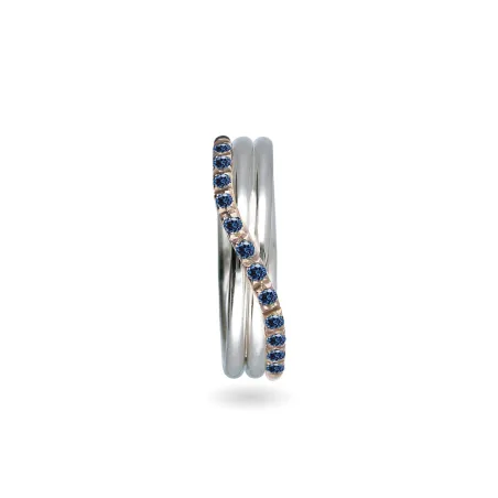 Anello Filodellavita Argento, Oro Rosa, Zaffiri Blu m 14 Donna Rubinia
