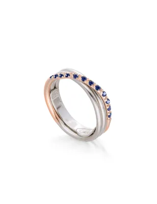 Anello Filodellavita Argento, Oro Rosa, Zaffiri Blu m 14 Donna Rubinia