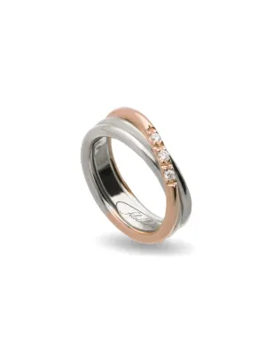 Anello Filodellavita 3 fili Oro Rosa, Argento, diamanti Donna Rubinia