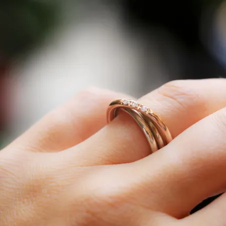 Anello Filodellavita 3 fili Oro Rosa, Argento, diamanti Donna Rubinia