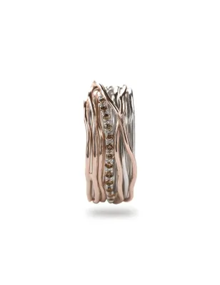 Anello Filodellavita 13 fili Oro Rosa, Argento, Diamanti Donna Rubinia