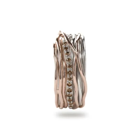 Anello Filodellavita 13 fili Oro Rosa, Argento, Diamanti Donna Rubinia