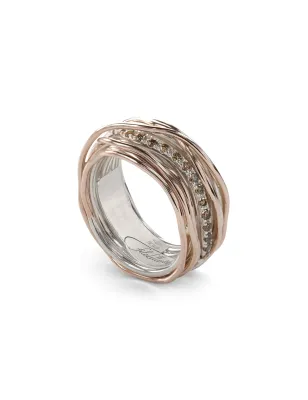 Anello Filodellavita 13 fili Oro Rosa, Argento, Diamanti Donna Rubinia
