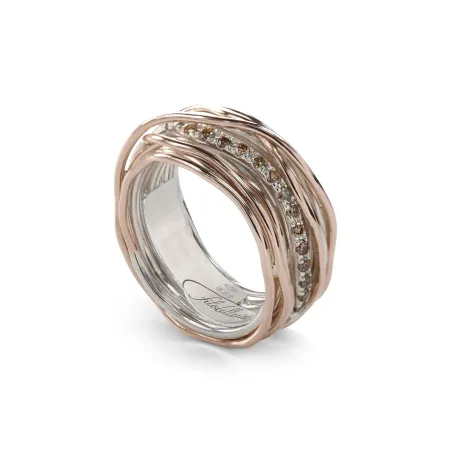 Anello Filodellavita 13 fili Oro Rosa, Argento, Diamanti Donna Rubinia