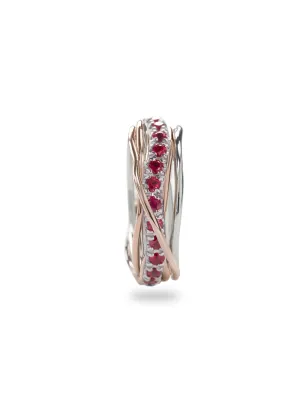 Anello Filodellavita 7 Fili Argento,Oro Rosa, Rubini m 16 Donna Rubinia