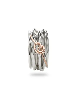 Anello Filodellavita 13 Fili, Nodino, Argento e Oro Rosa Donna Rubinia