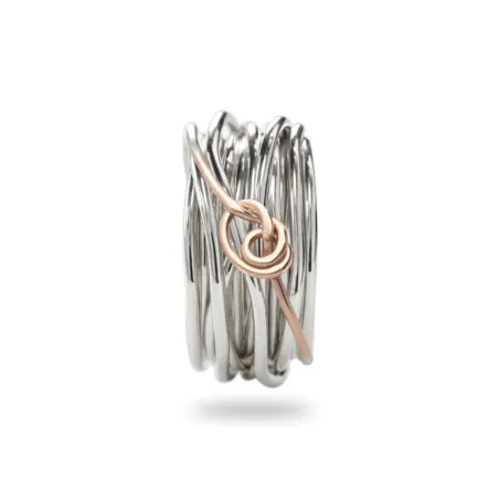 Anello Filodellavita 13 Fili, Nodino, Argento e Oro Rosa Donna Rubinia