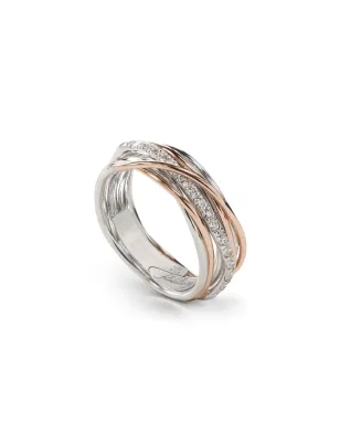 Anello Filodellavita 7 Fili, Argento, Oro Rosa, Diamanti Donna Rubinia
