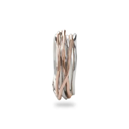 Anello Filodellavita 7 fili, Argento, Oro rosa m 15 Donna Rubinia