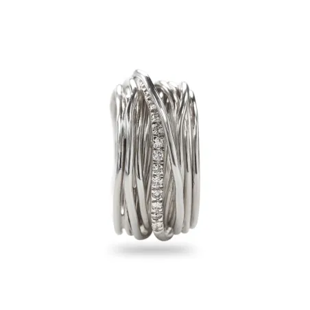 Anello Filodellavita 13 fili Argento e Diamanti m 16 Donna Rubinia