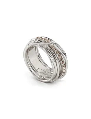 Anello Filodellavita 13 Fili Argento e Diamanti Brown m14 Donna Rubinia