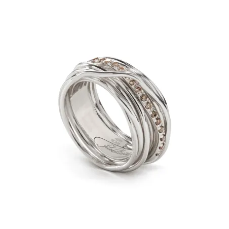 Anello Filodellavita 13 Fili Argento e Diamanti Brown m14 Donna Rubinia