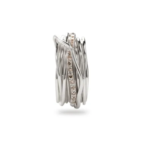 Anello Filodellavita 13 Fili Argento e Diamanti Brown m14 Donna Rubinia