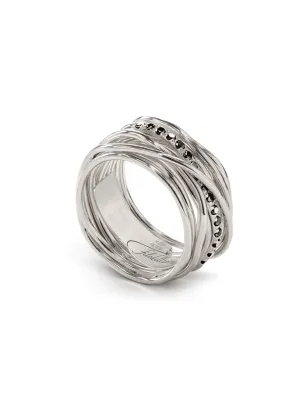 Anello Filodellavita 13 Fili Argento e Diamanti neri m14 Donna Rubinia