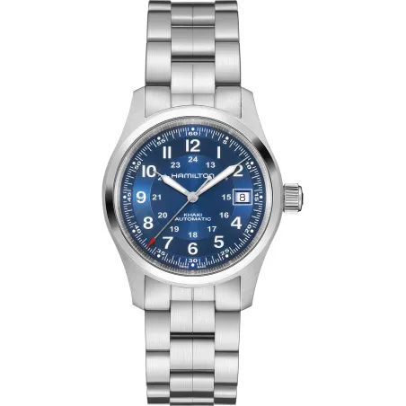 Orologio Blu Acciaio Khaki Field Auto 38mm 80 ore H-10 Uomo Hamilton Khaki