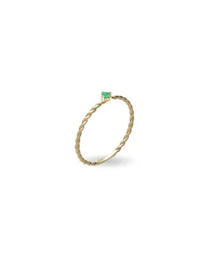 Anello Filodamore intrecciato Oro giallo e Smeraldo m 12 Donna Rubinia
