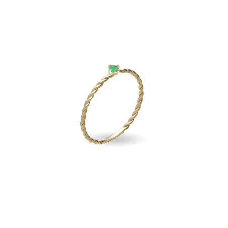 Anello Filodamore intrecciato Oro giallo e Smeraldo m 12 Donna Rubinia