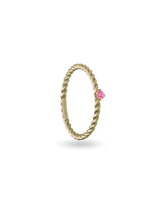 Anello Filodamore intrecciato Oro giallo e Zaffiro Rosa Donna Rubinia