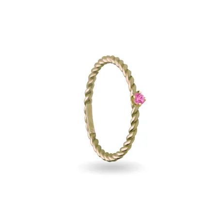 Anello Filodamore intrecciato Oro giallo e Zaffiro Rosa Donna Rubinia