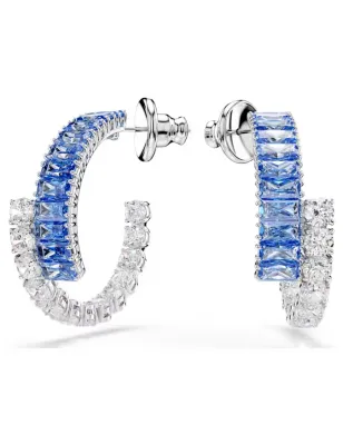 Orecchini a cerchio Matrix, Blu, placcato rodio Donna Swarovski