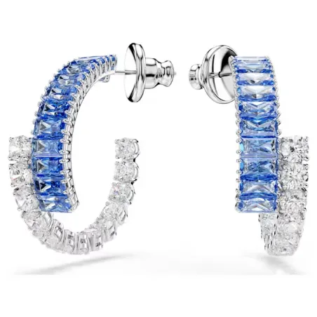 Orecchini a cerchio Matrix, Blu, placcato rodio Donna Swarovski