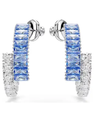 Orecchini a cerchio Matrix, Blu, placcato rodio Donna Swarovski