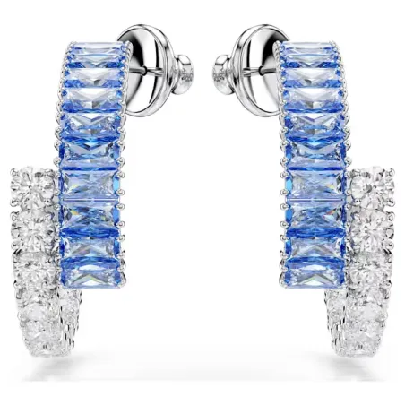 Orecchini a cerchio Matrix, Blu, placcato rodio Donna Swarovski