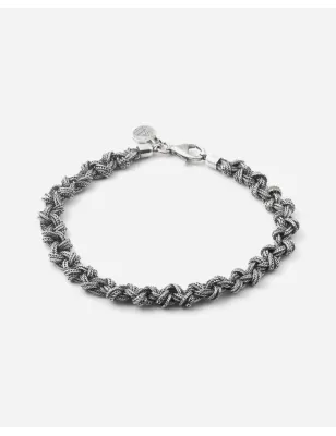 Bracciale Intreccio Nodi piccoli 20 cm Argento brunito Nove25