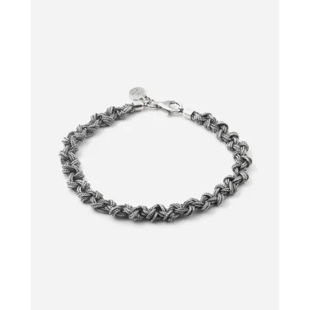 Bracciale Intreccio Nodi piccoli 20 cm Argento brunito Nove25