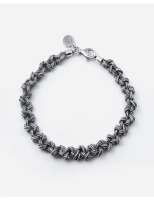 Bracciale Intreccio Nodi piccoli 20 cm Argento brunito Nove25