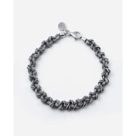 Bracciale Intreccio Nodi piccoli 20 cm Argento brunito Nove25