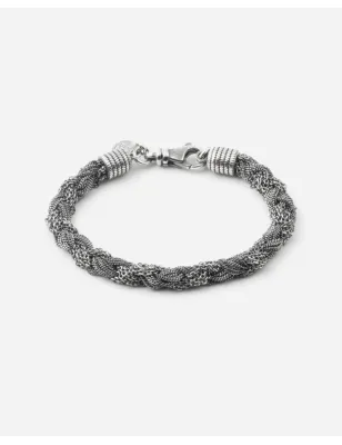 Bracciale Intreccio Mixed Texture Argento brunito Nove25