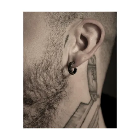 Monorecchino a cerchio piccolo puntinato total black Nove25