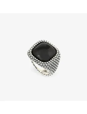 Anello Chevalier Quadrato Puntinato Agata Nera M21 Nove25 - category_name - XDMG De Marchi Gianotti