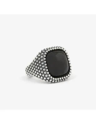 Anello Chevalier Quadrato Puntinato Agata Nera M21 Nove25 - category_name - XDMG De Marchi Gianotti