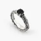 Anello Fedina Foglie Solitario Zirconia Cubica Nera M14 Nove25 Anello Fedina Foglie Solitario Zirconia Cubica Nera M14 Nove25