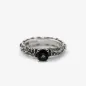 Anello Fedina Foglie Solitario Zirconia Cubica Nera M14 Nove25 Anello Fedina Foglie Solitario Zirconia Cubica Nera M14 Nove25