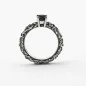 Anello Fedina Foglie Solitario Zirconia Cubica Nera M14 Nove25 Anello Fedina Foglie Solitario Zirconia Cubica Nera M14 Nove25