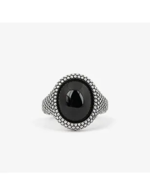 Anello Chevalier Ovale Puntinato Pietra Nera M16 Donna Nove25