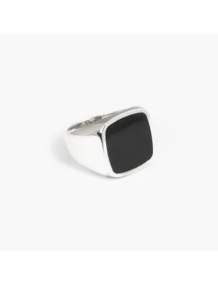 Anello Chevalier Quadrato Smalto Nero M22 Nove25