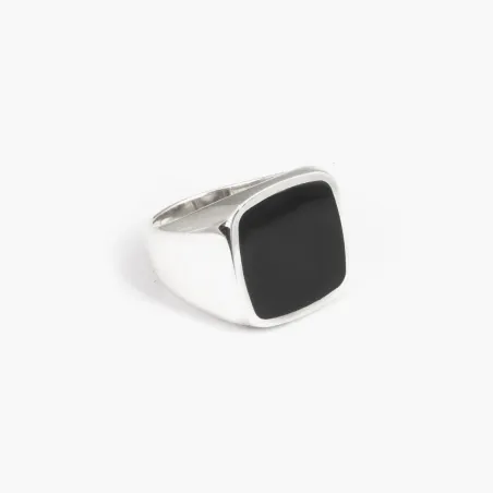 Anello Chevalier Quadrato Smalto Nero M22 Nove25