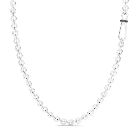 Collana solo maglia Argento e Spinelli neri Uomo Zancan