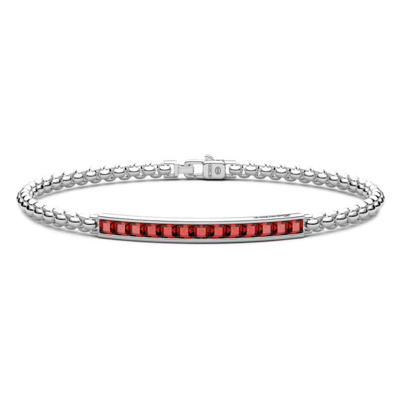 Bracciale targa centrale e pietre rosse Uomo Zancan
