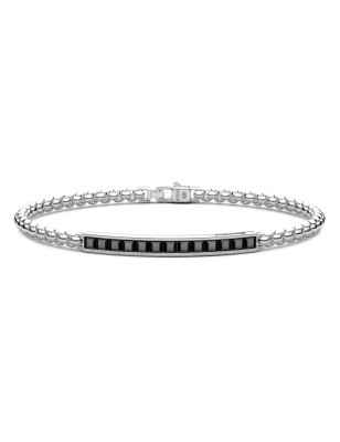 Bracciale targa centrale e pietre nere Uomo Zancan