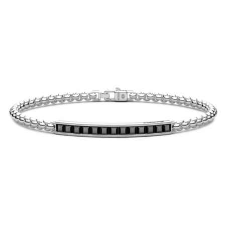 Bracciale targa centrale e pietre nere Uomo Zancan